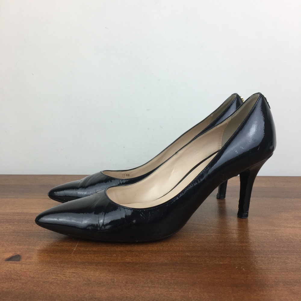 Cole Haan Black Patent Pointed-Toe Heels